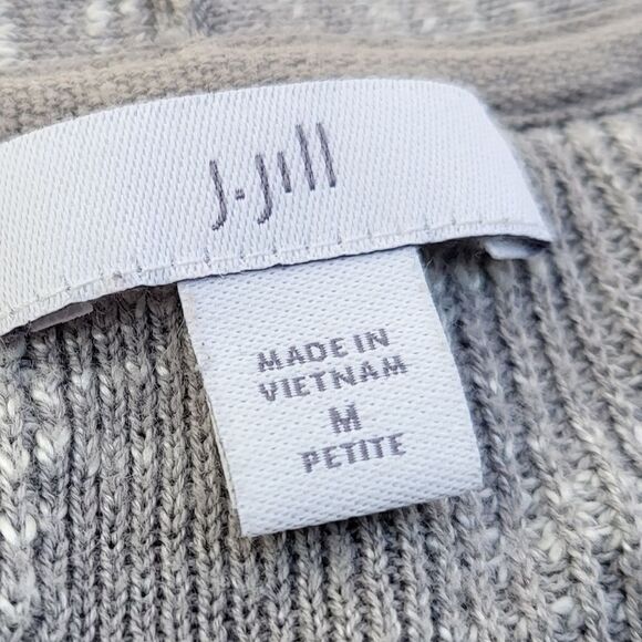 J. Jill heathered gray open cardigan vertical ribbed med petite - Picture 3 of 8